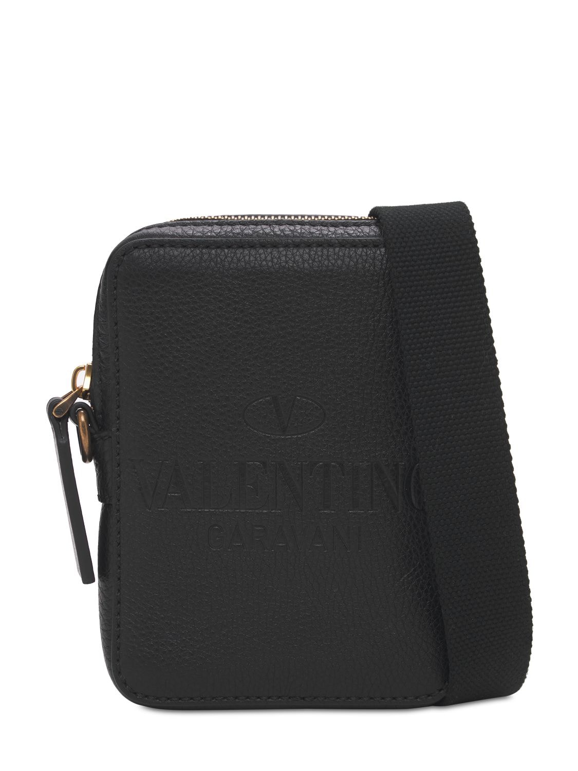 Valentino Garavani Logo-debossed Leather Cross-body Bag In Black