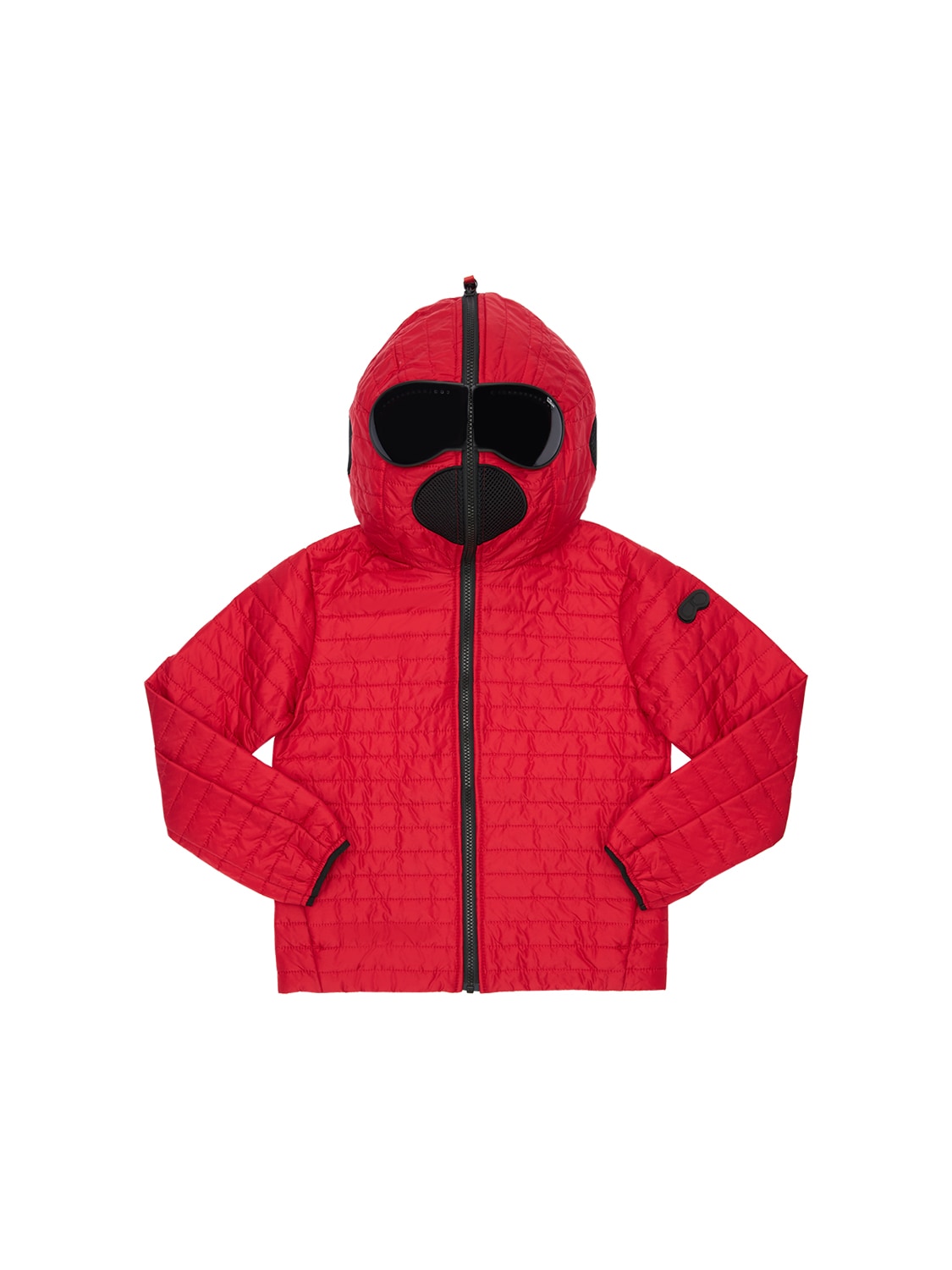 Ai Riders On The Storm Kids' Hooded Nylon Puffer Jacket W/ Lenses In Red