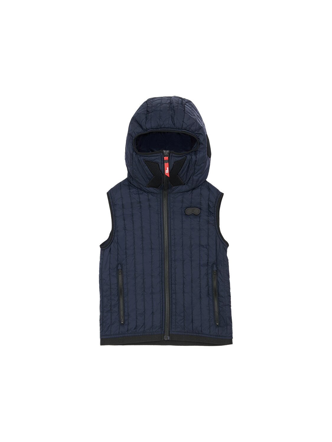 Ai Riders On The Storm Kids' Hooded Nylon Puffer Vest W/ Lenses In Navy