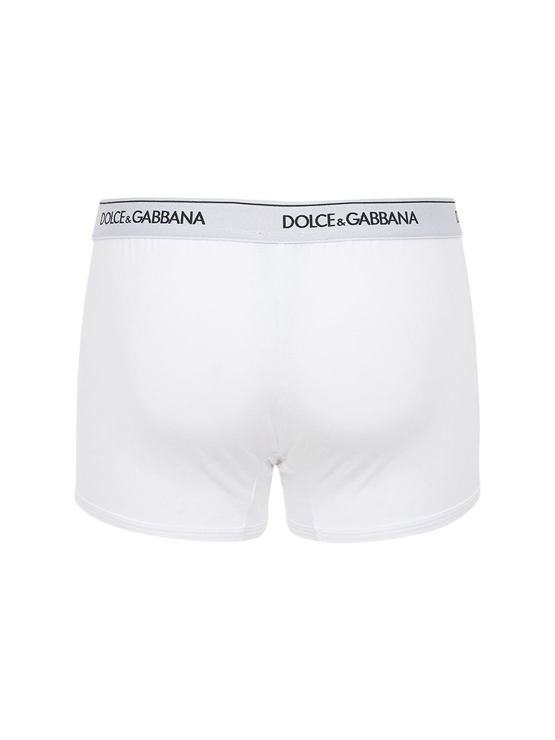 Shop Dolce & Gabbana Pack Of 2 Logo Cotton Boxer Briefs In White