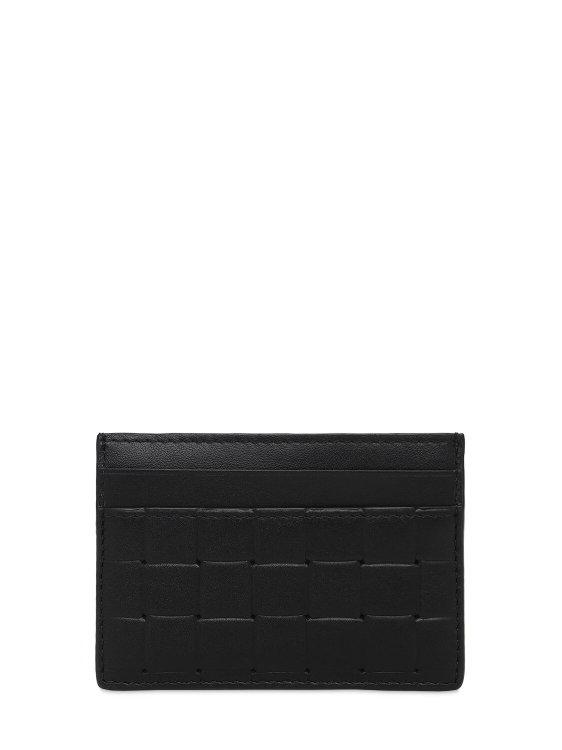 Bottega Veneta Intreccio Embossed Leather Card Holder In Black