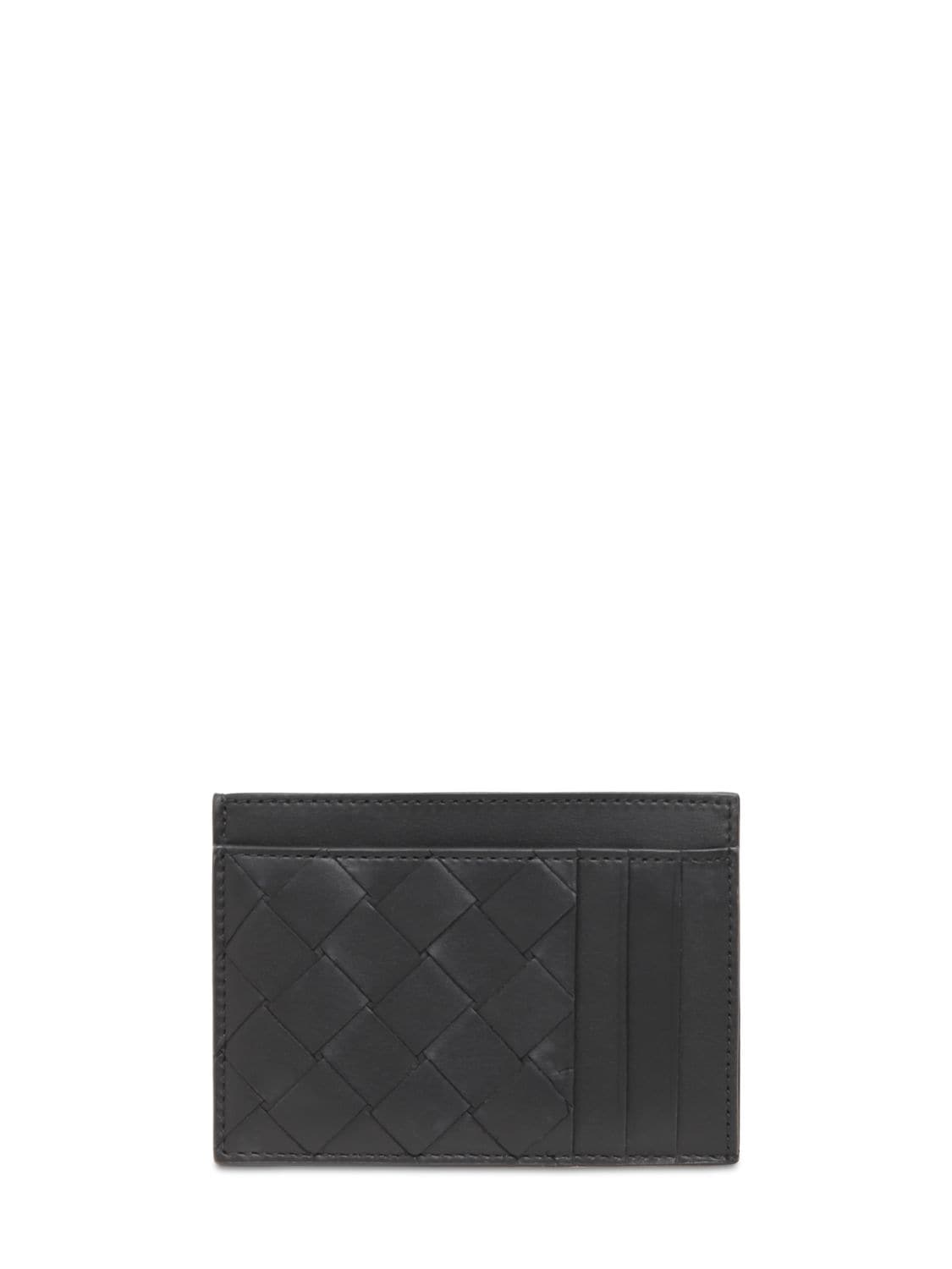 Bottega Veneta Intreccio Leather Card Holder In Black