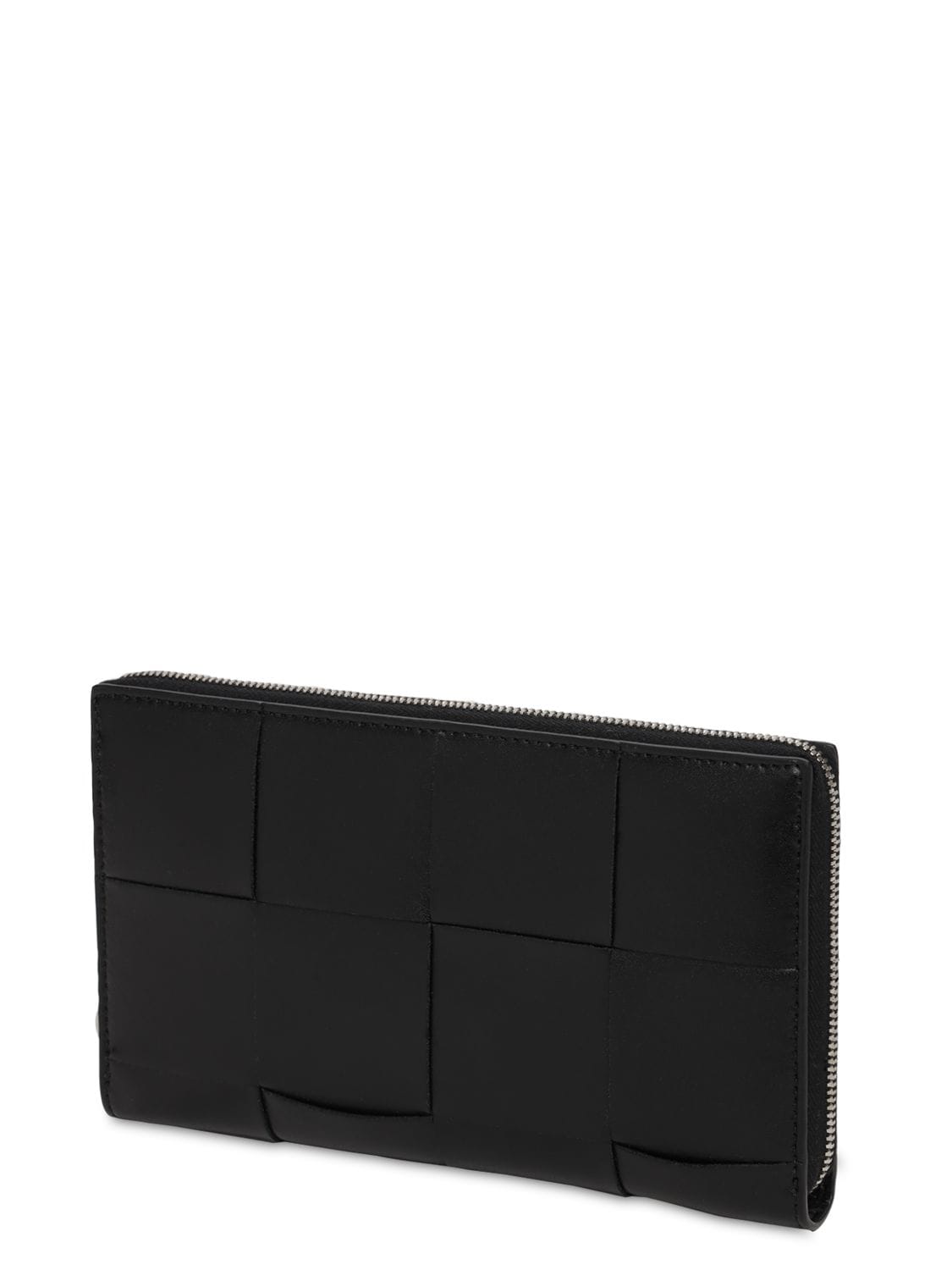 Shop Bottega Veneta Cassette Leather Zip Around Wallet In Black