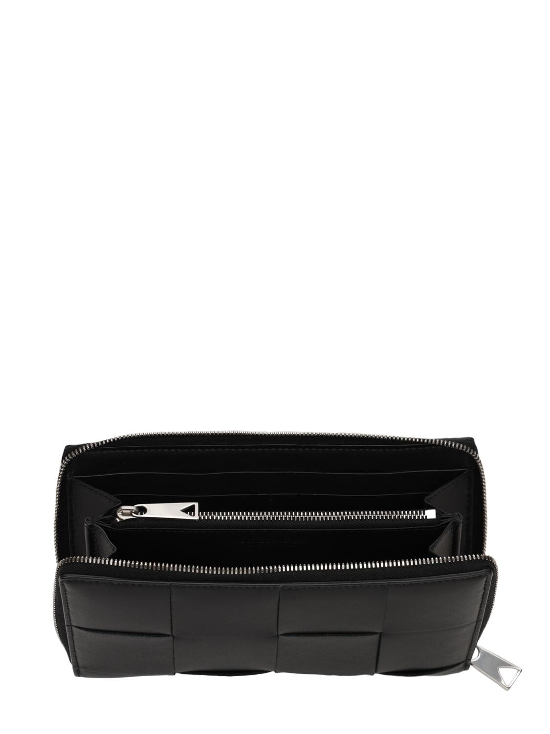 Shop Bottega Veneta Cassette Leather Zip Around Wallet In Black