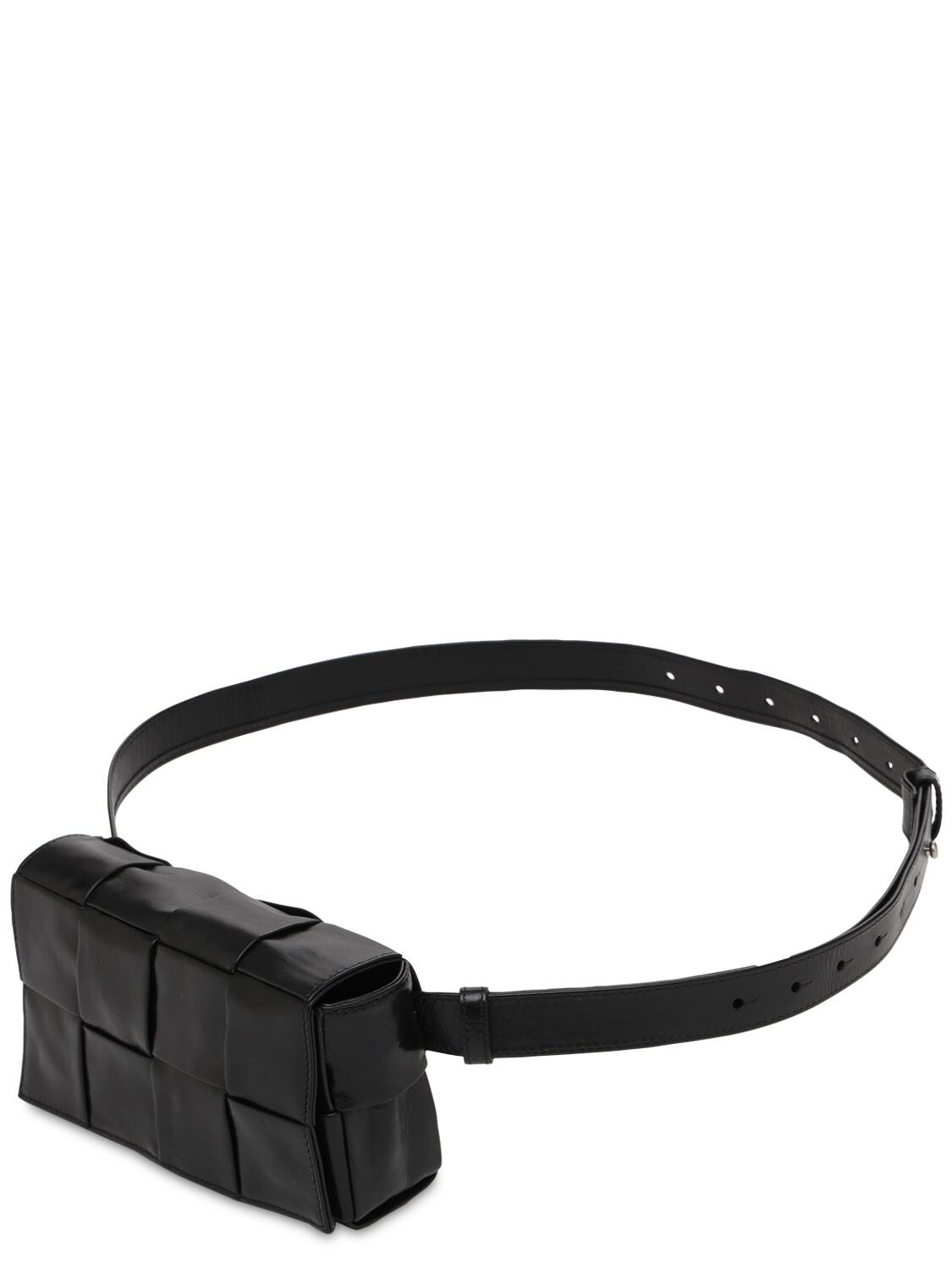 Shop Bottega Veneta Cassette Intreccio Leather Belt Bag In Black