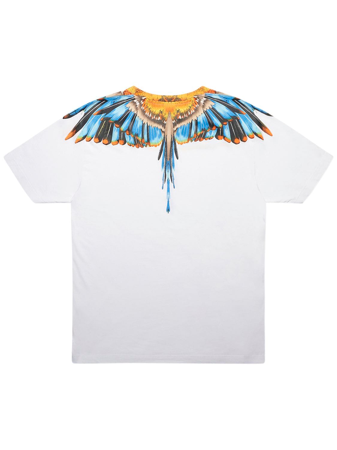 Marcelo Burlon County Of Milan Grizzly Wings Print Jersey T-shirt In White,light Blue