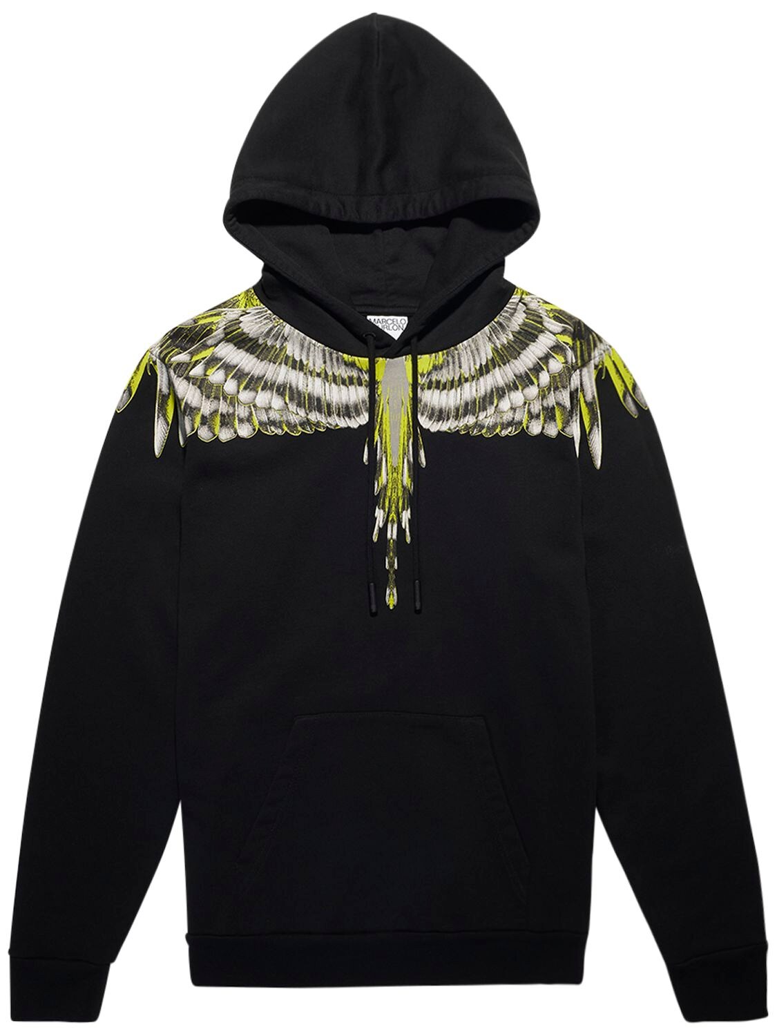 MARCELO BURLON COUNTY OF MILAN 羽翼印花棉质平纹针织连帽卫衣,73I4PL004-MTAWOQ2