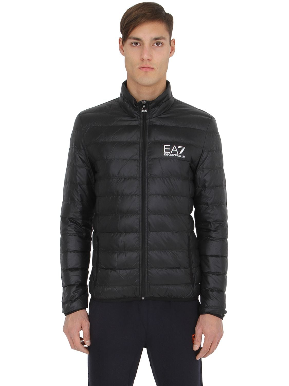 Ea7 Core Identity Packable Nylon Down Jacket In Black