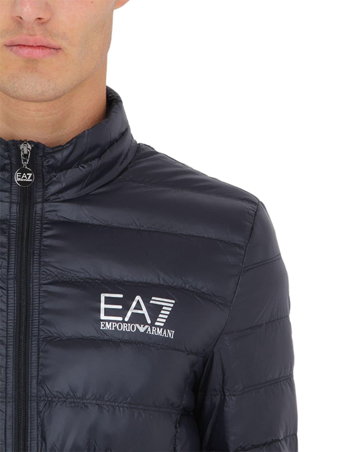 Ea7 Core Identity Packable Nylon Down Jacket In Navy