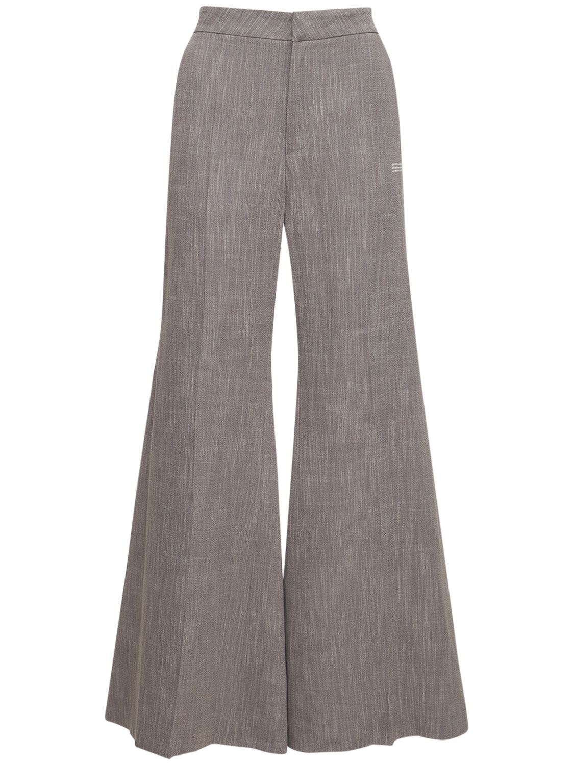 Linen Blend Melange Flared Pants