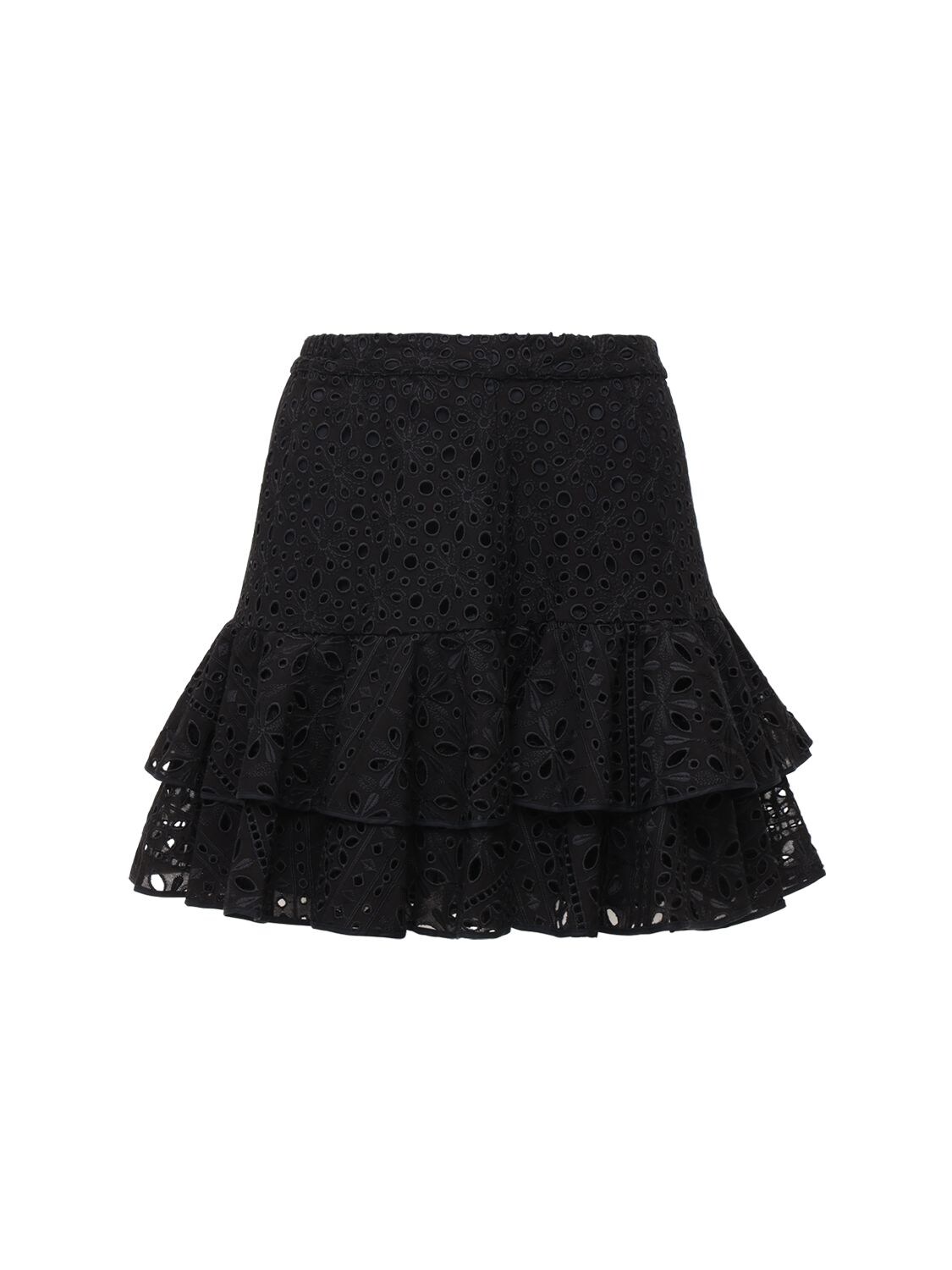 CHARO RUIZ NATALIE RUFFLED EYELET LACE MINI SKIRT,73I4TL009-QKXBQ0S1