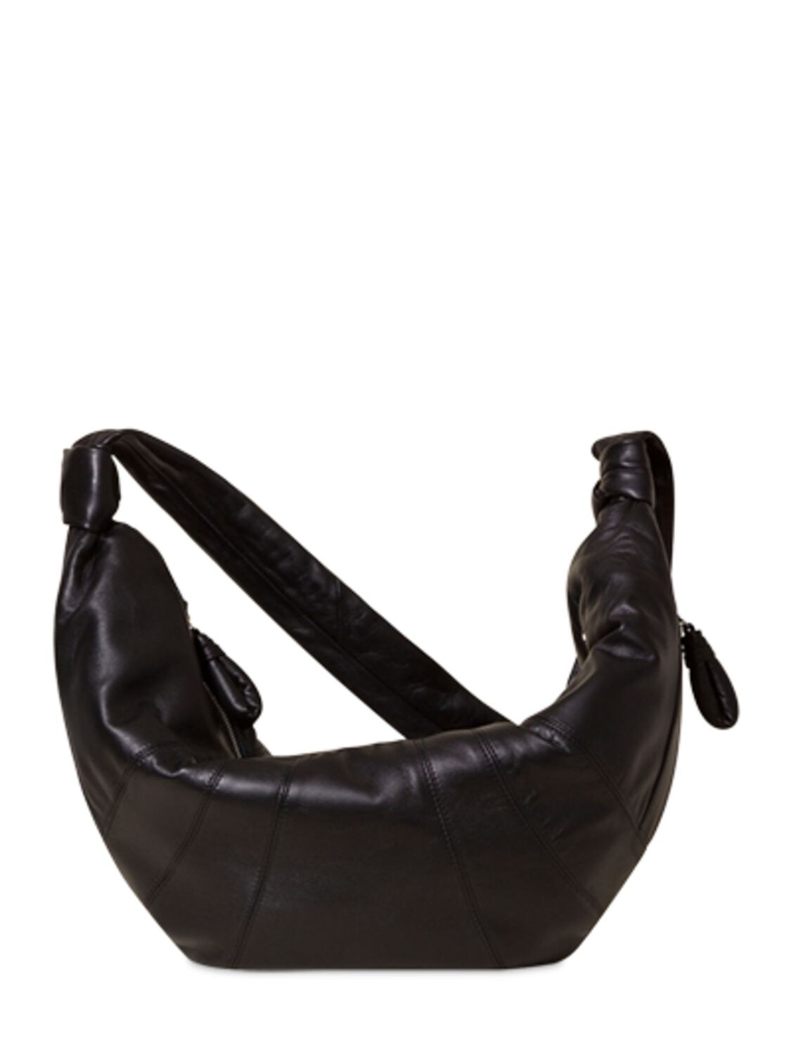 Lemaire Large Croissant Leather Shoulder Bag In Black