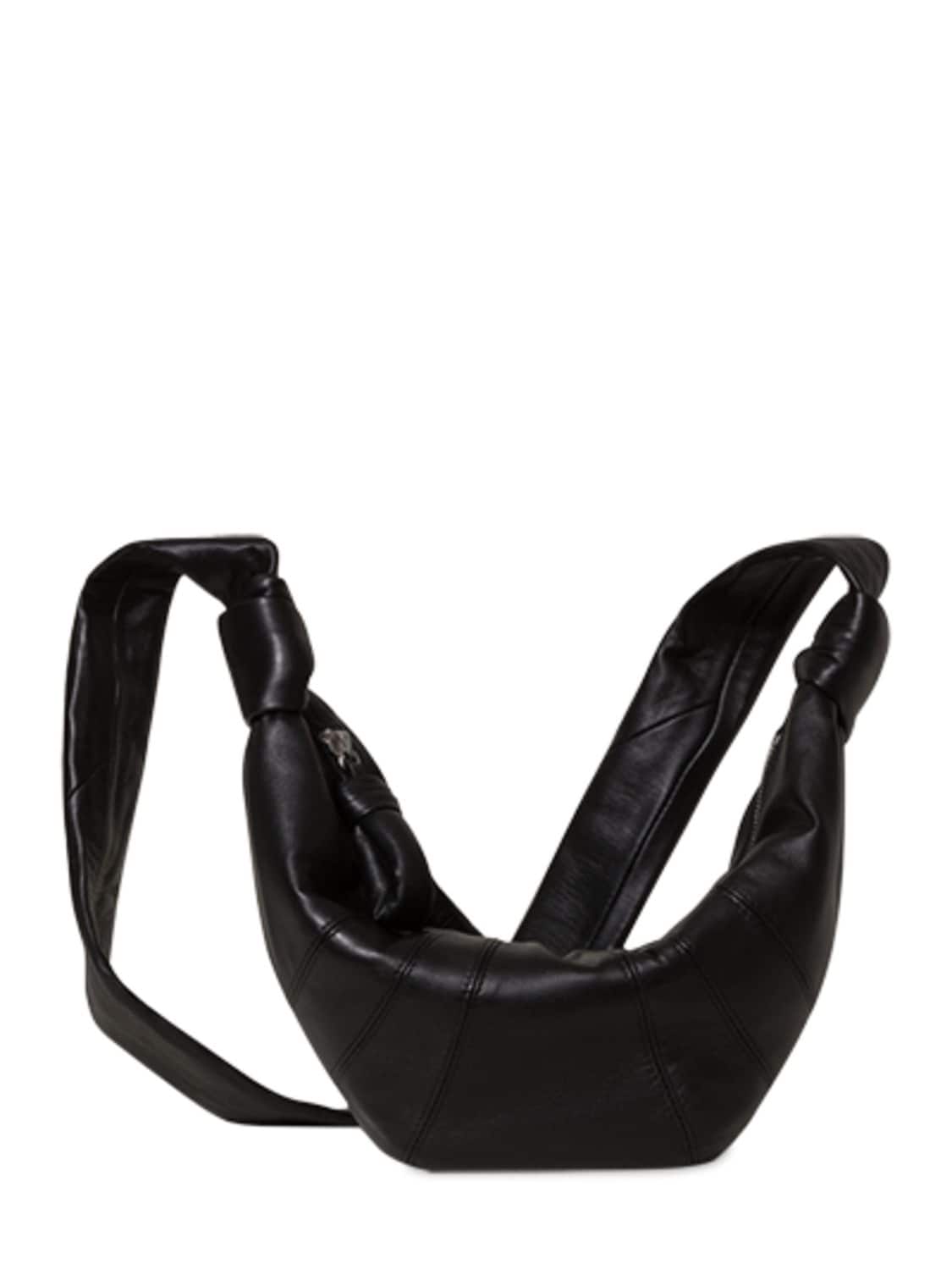 Lemaire Small Croissant Leather Shoulder Bag In Black | ModeSens