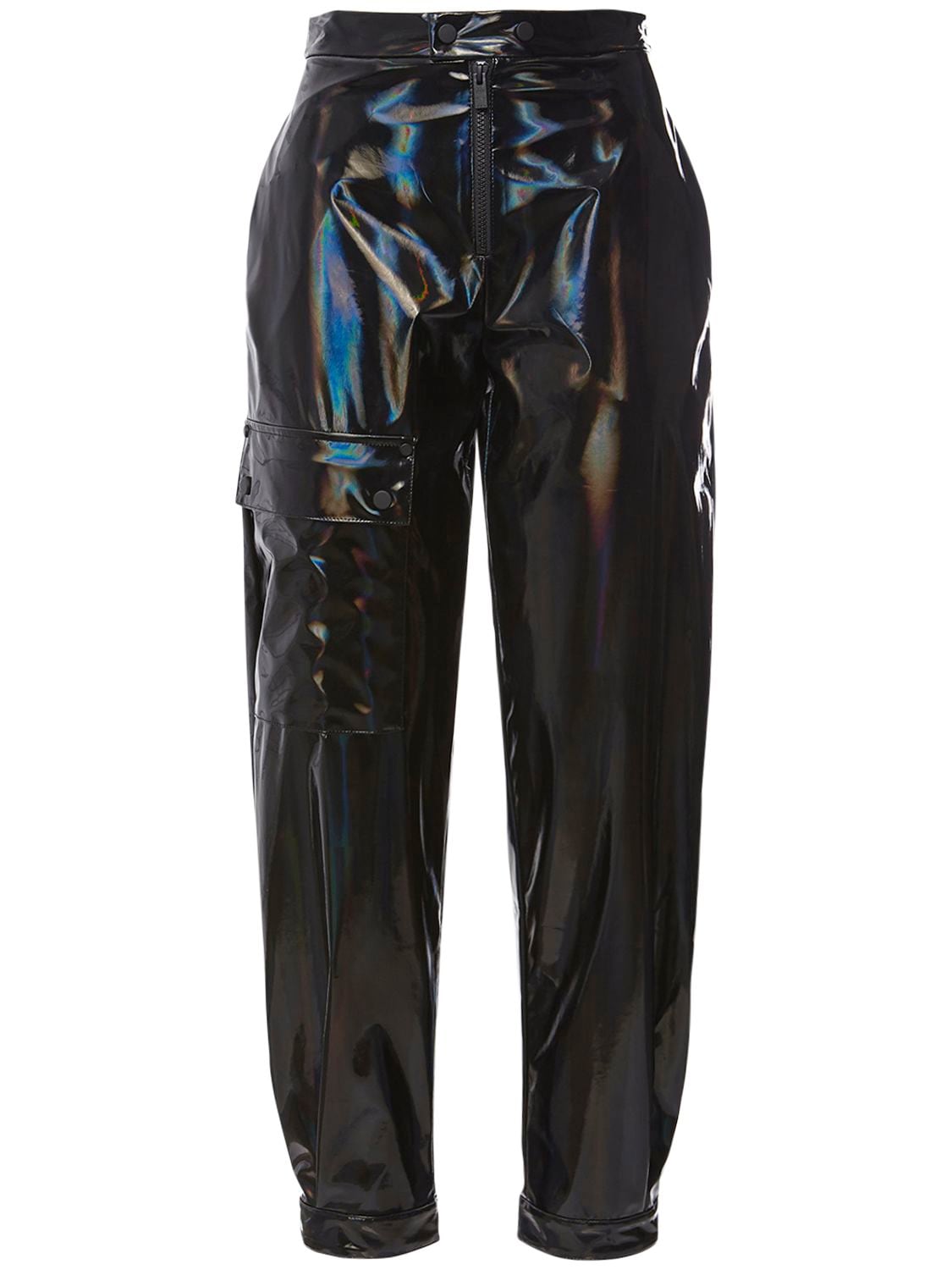 Mcq By Alexander Mcqueen Fantasma Patent Nylon Straight Trousers In Black