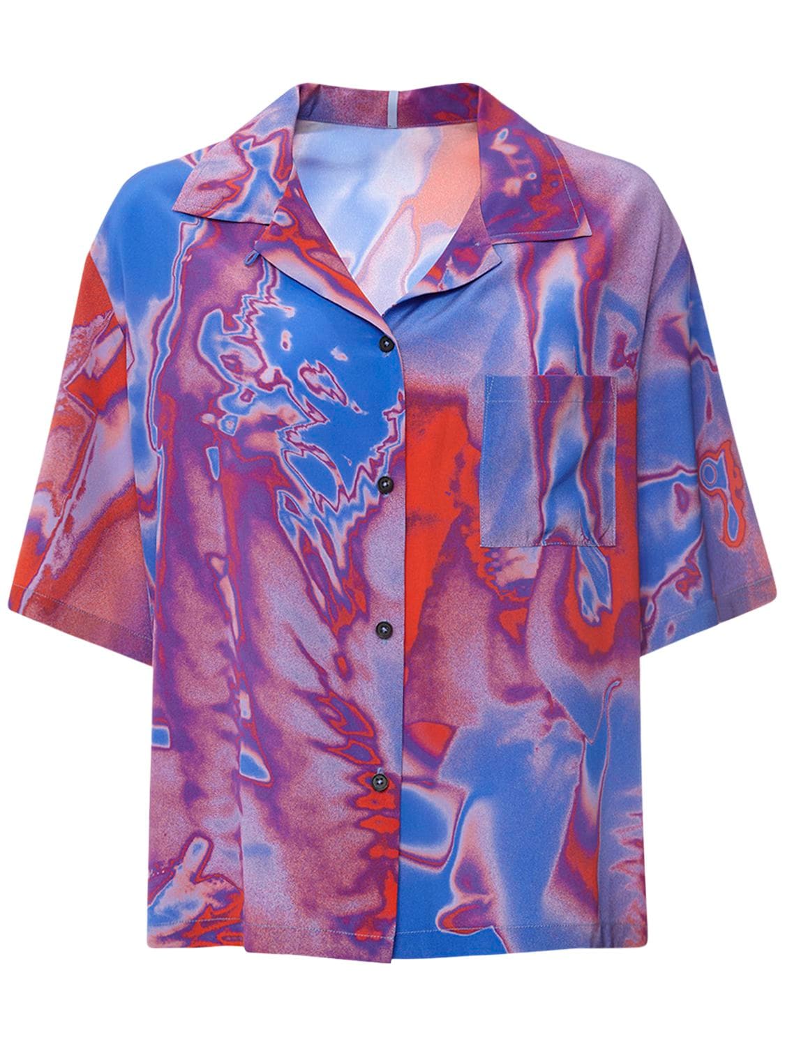 Fantasma Print Silk Crepe Bowling Shirt
