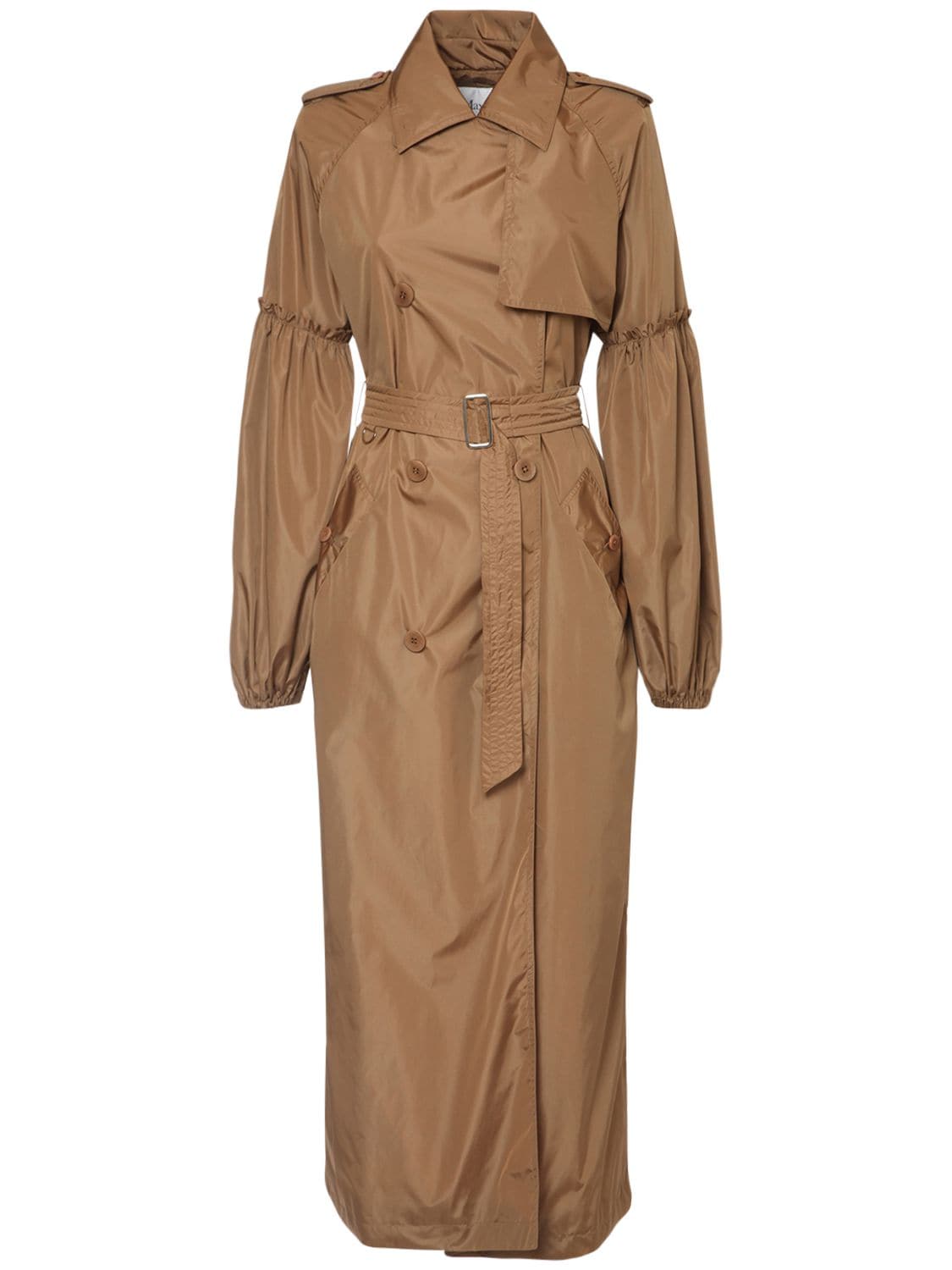 Max Mara Tech & Silk Taffeta Long Coat In Brown | ModeSens