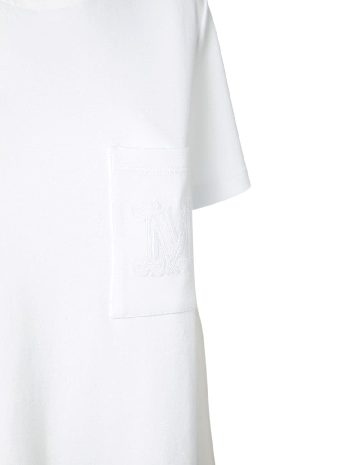 Shop Max Mara Papaia Cotton T-shirt W/ Logo Pocket In White