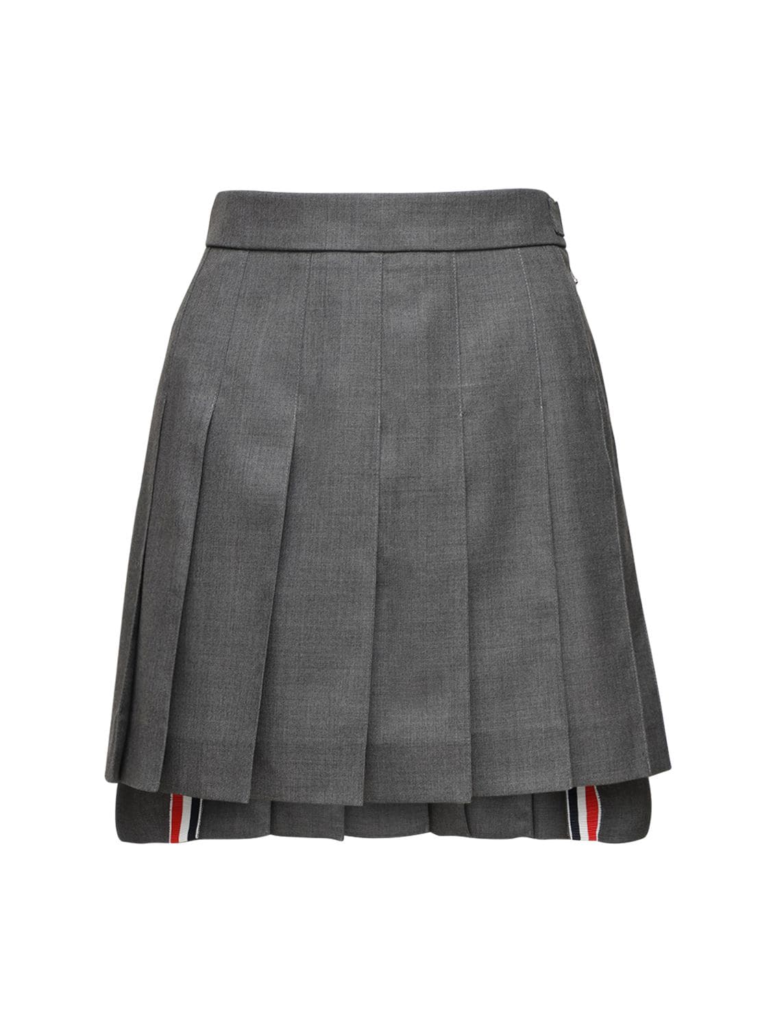Thom Browne Pleated Wool Mini Skirt In Grey