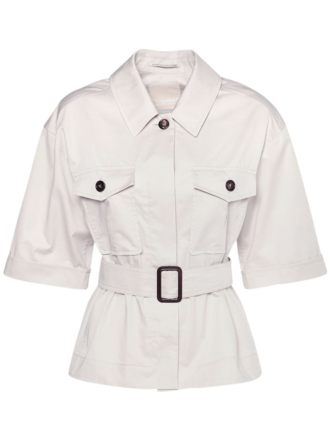 'S MAX MARA BELTED COTTON SATIN SHIRT,73I519005-MDAY0