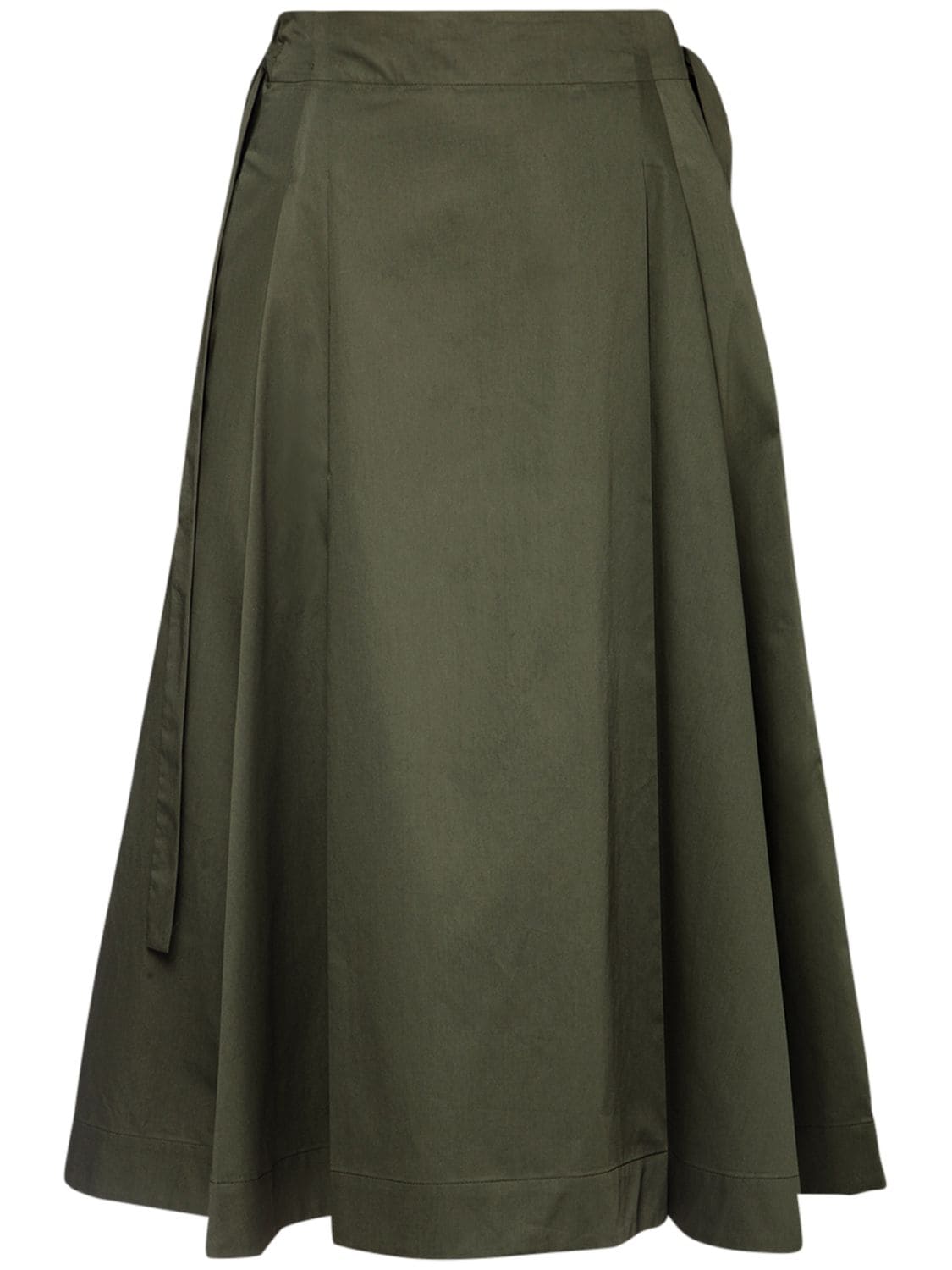 MAX MARA COTTON SATIN MIDI SKIRT W/ SIDE POCKETS,73I519004-MDA20