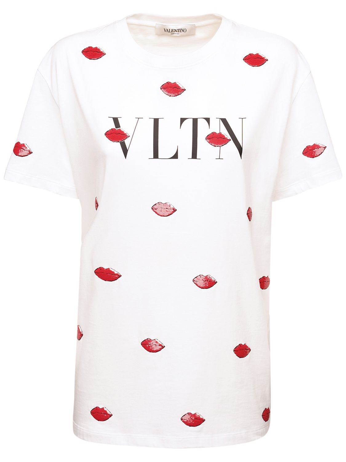 VALENTINO PRINTED SENSI COTTON T-SHIRT,73I52O027-MEJP0