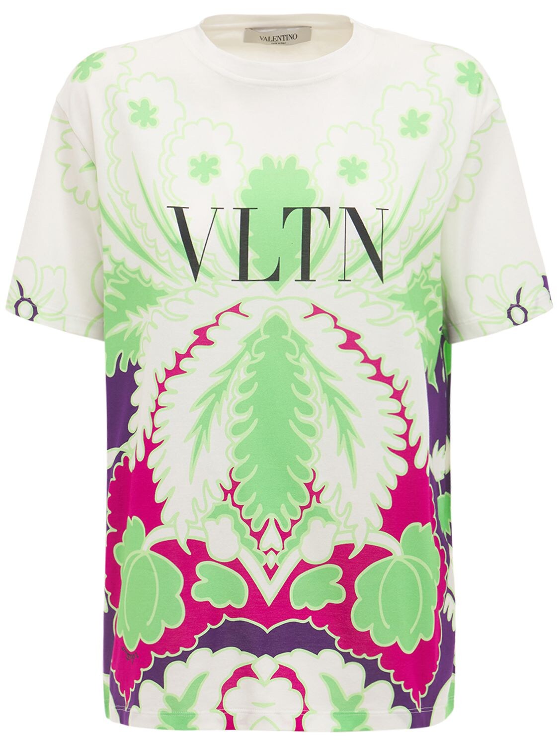 VALENTINO VLTN LOGO PRINTED COTTON T-SHIRT,73I52O029-UJA30