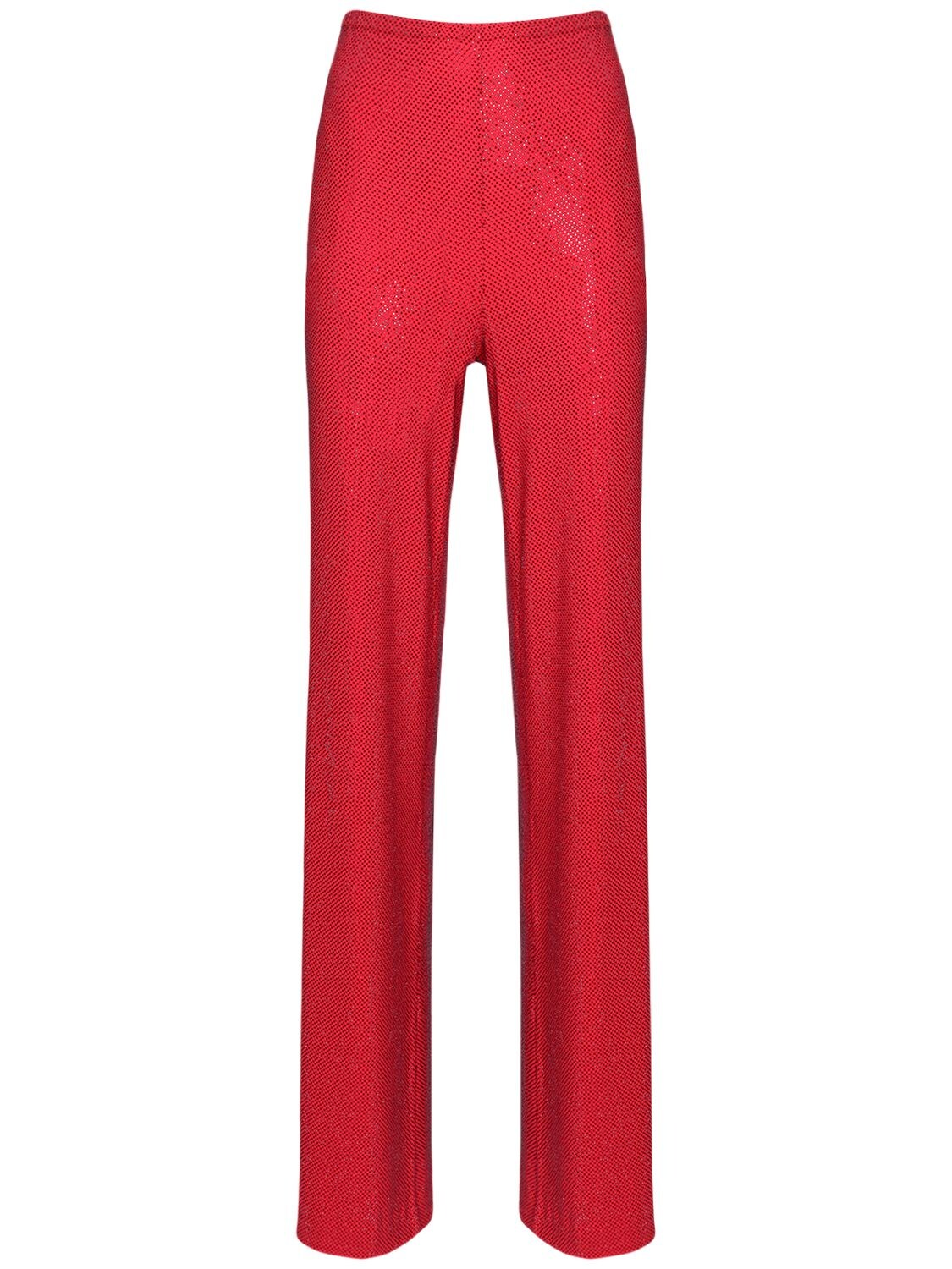 Alexandre Vauthier Sequined Wide Leg Trousers In Red
