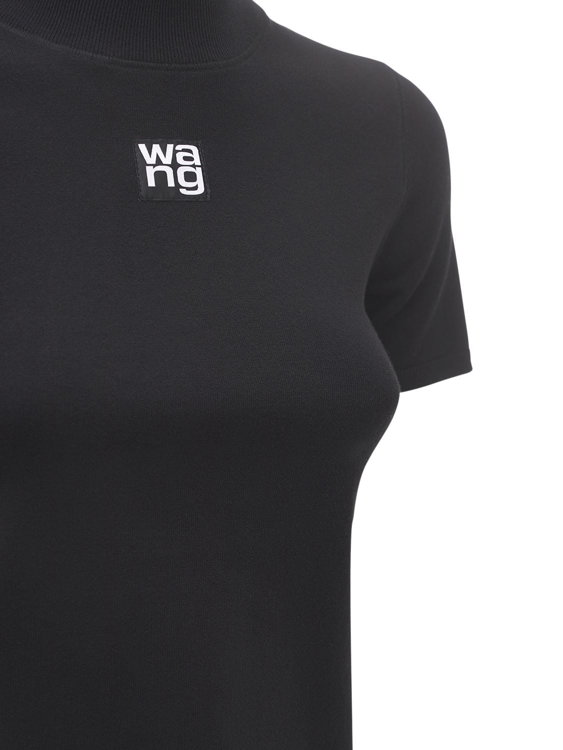 Shop Alexander Wang Logo Patch Stretch Jersey T-shirt In Black