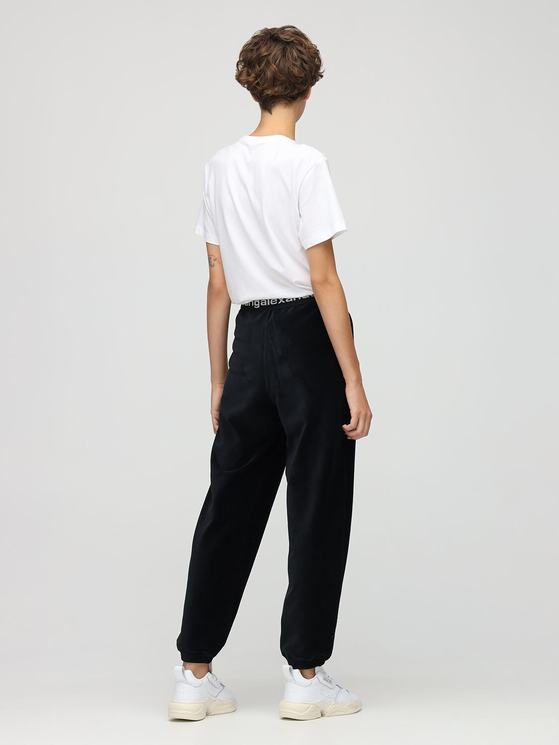 Alexander Wang Stretch Corduroy Pant With Logo Elastic In Black