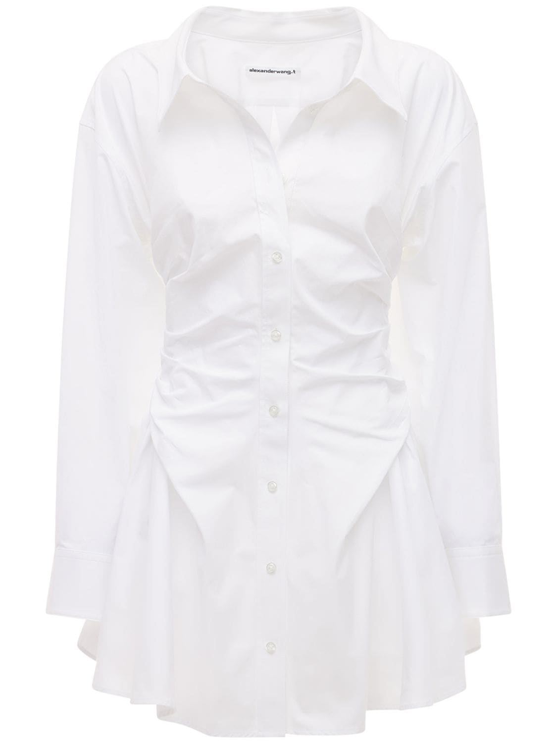 ALEXANDER WANG GATHERED COTTON POPLIN MINI SHIRT DRESS,73I5BR026-MTEX0