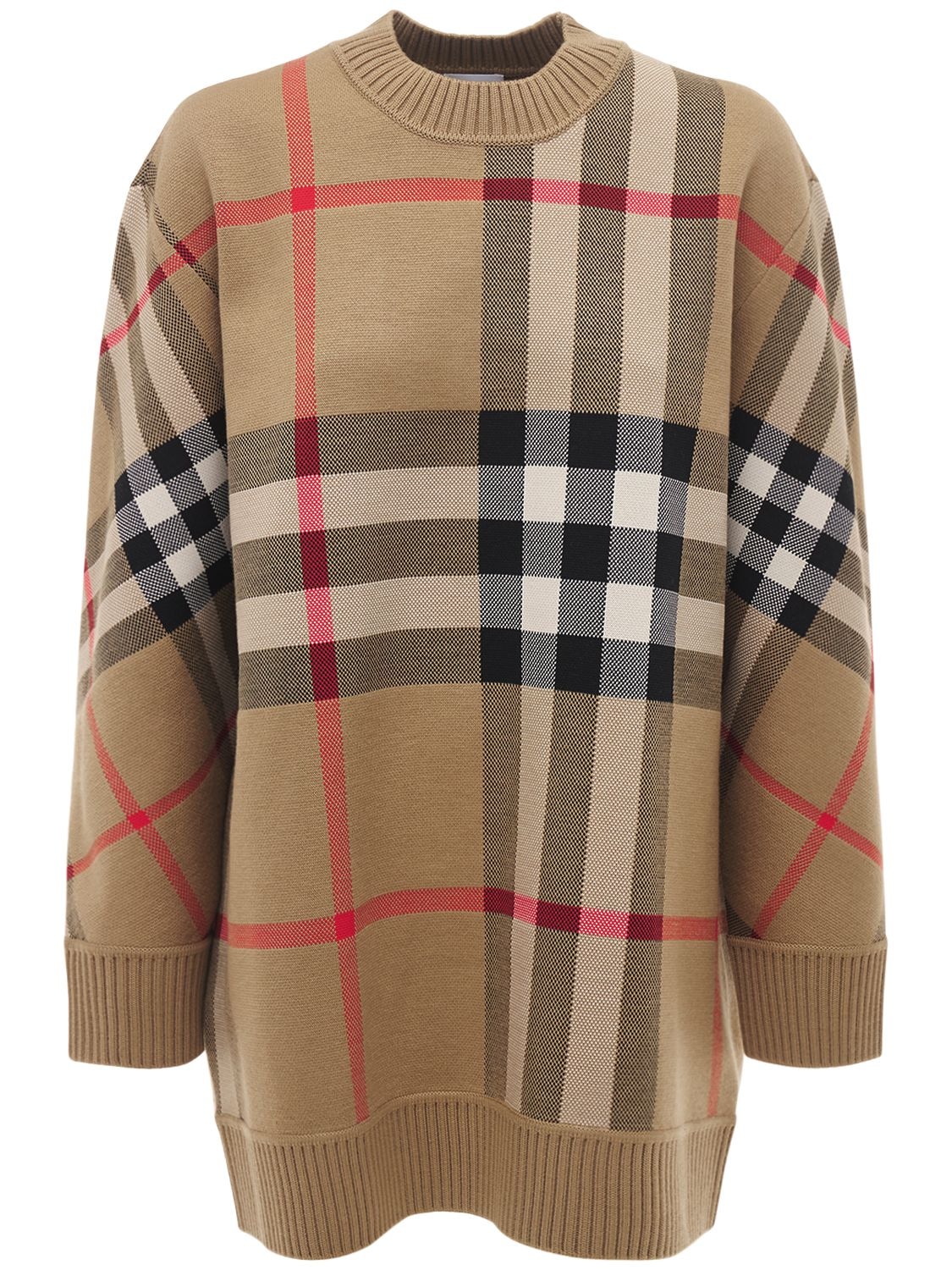 Burberry - Calee wool blend check crewneck sweater - Multicolor ...