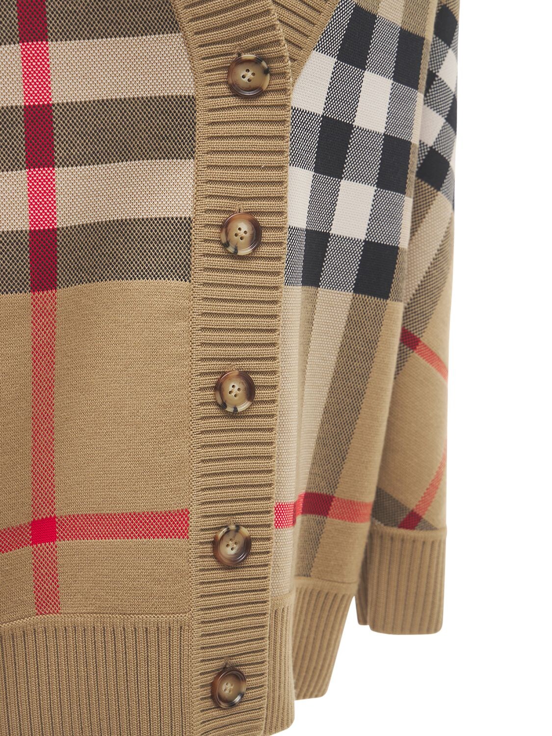 Shop Burberry Caragh Wool Blend Check Cardigan In Multicolor