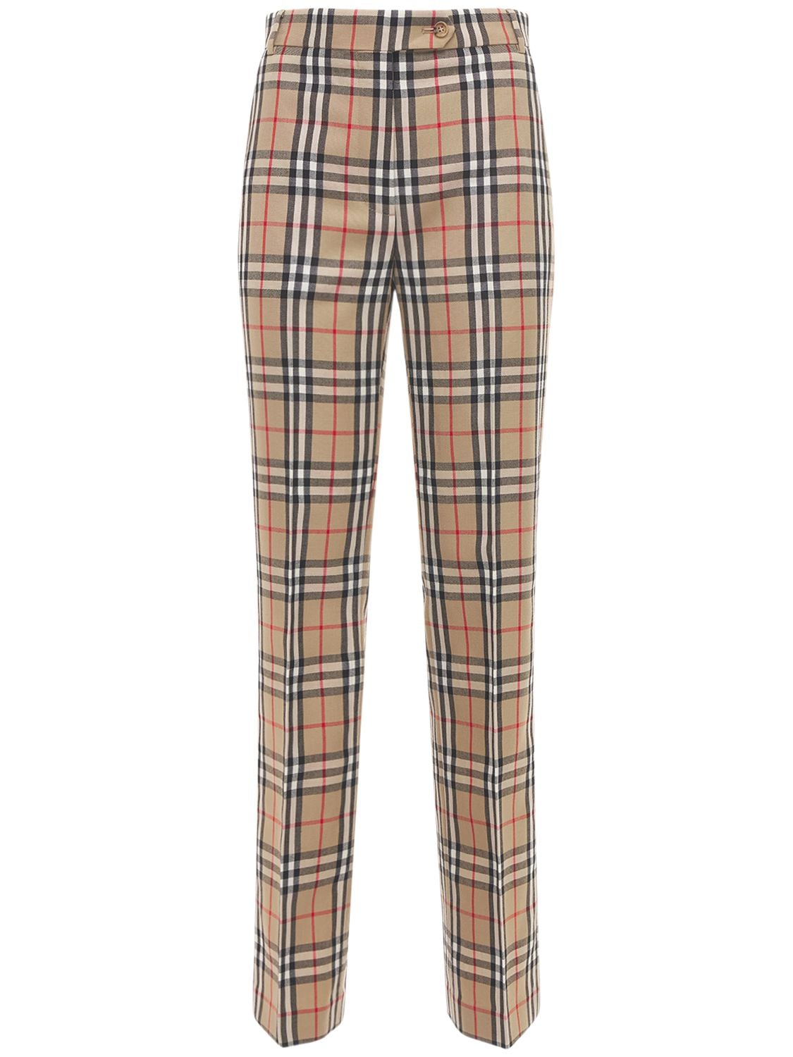 BURBERRY “FLEUR”格纹羊毛裤子,73I5CE086-QTCWMJG1