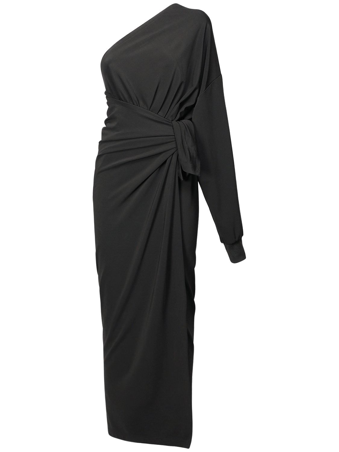 BALENCIAGA 粘胶纤维平纹针织单肩围裹式连衣裙,73I5CI004-MTAWMA2