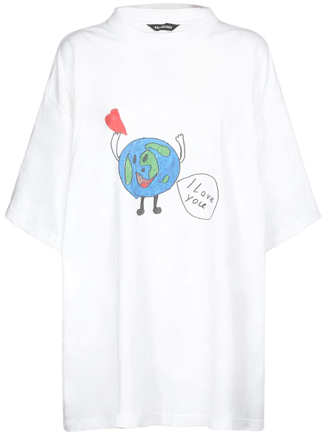BALENCIAGA LOVE EARTH COTTON JERSEY T-SHIRT,73I5CI058-OTAWMA2