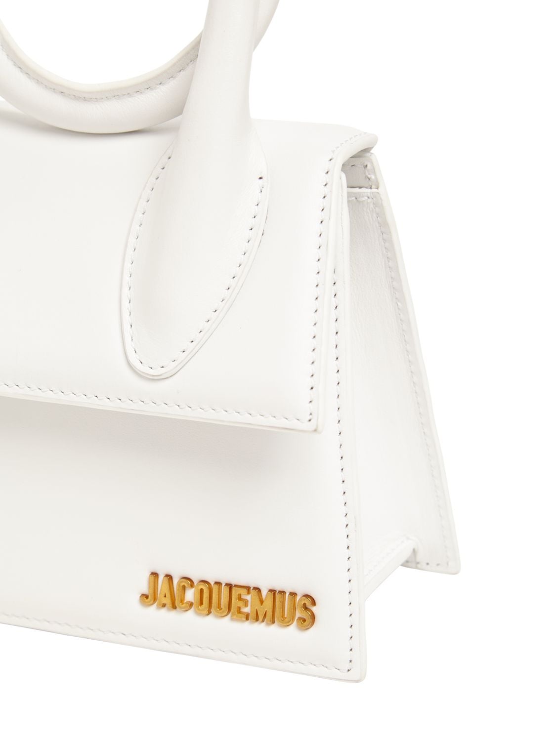 Shop Jacquemus Le Chiquito Noeud Leather Top Handle Bag In White
