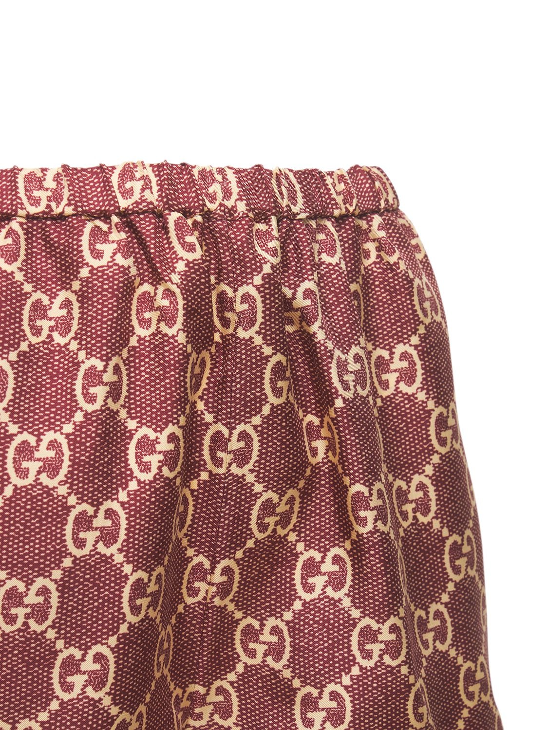 Shop Gucci Logo Print Silk Twill Shorts In Multicolor