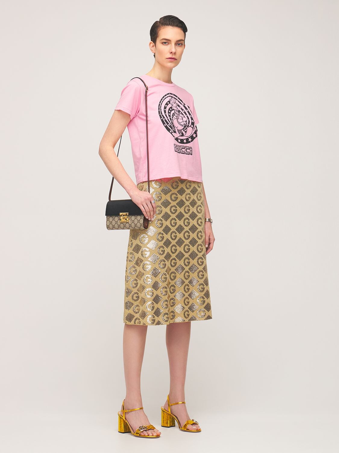 Gucci X Disney Donald Duck Cropped T-shirt in Pink