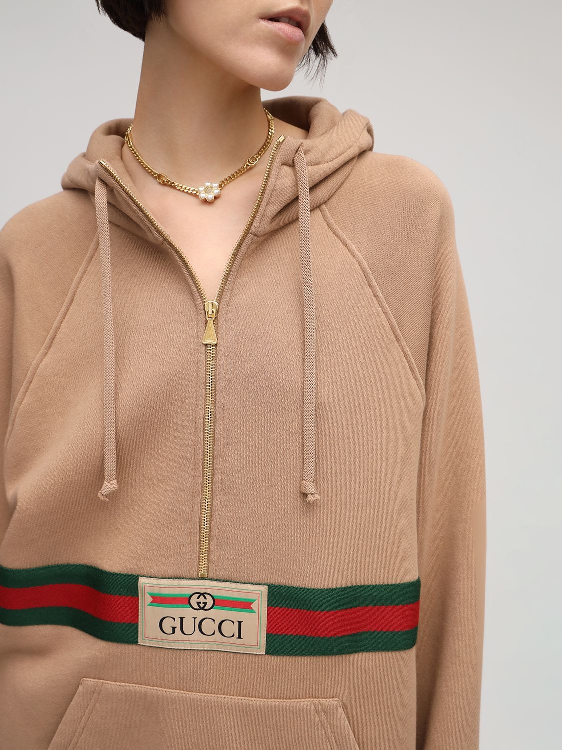 Gucci Woman Beige Sweatshirts In Brown