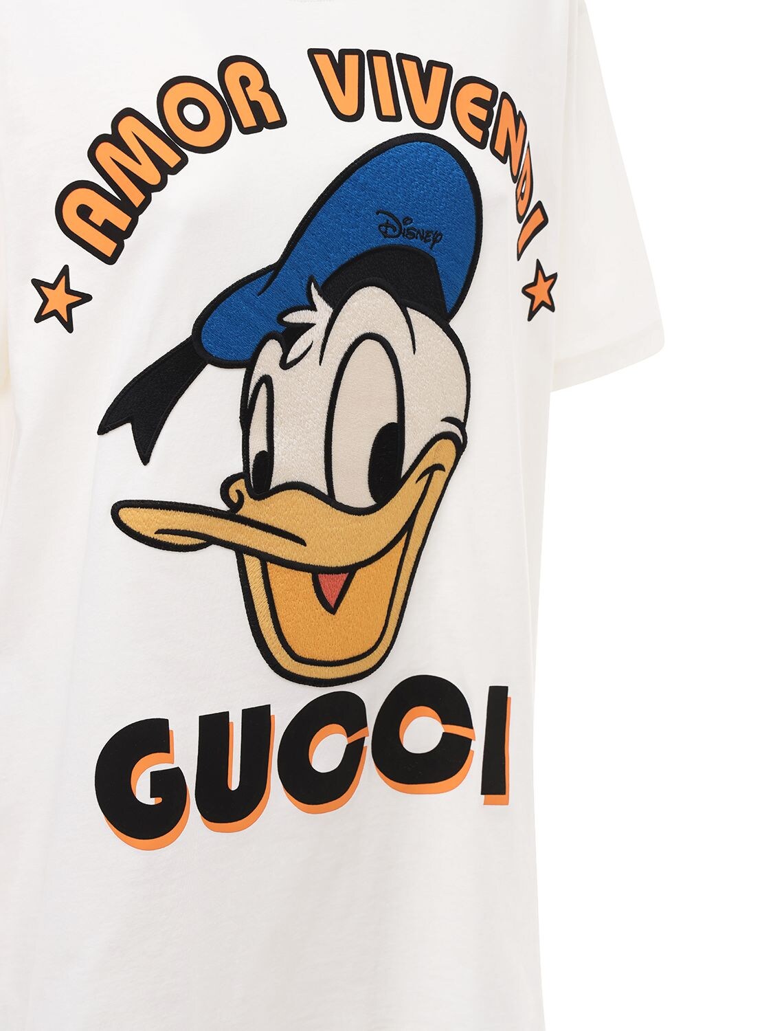 Gucci Off-white Disney Edition 'amor' Donald Duck T-shirt In Yellow &  Orange