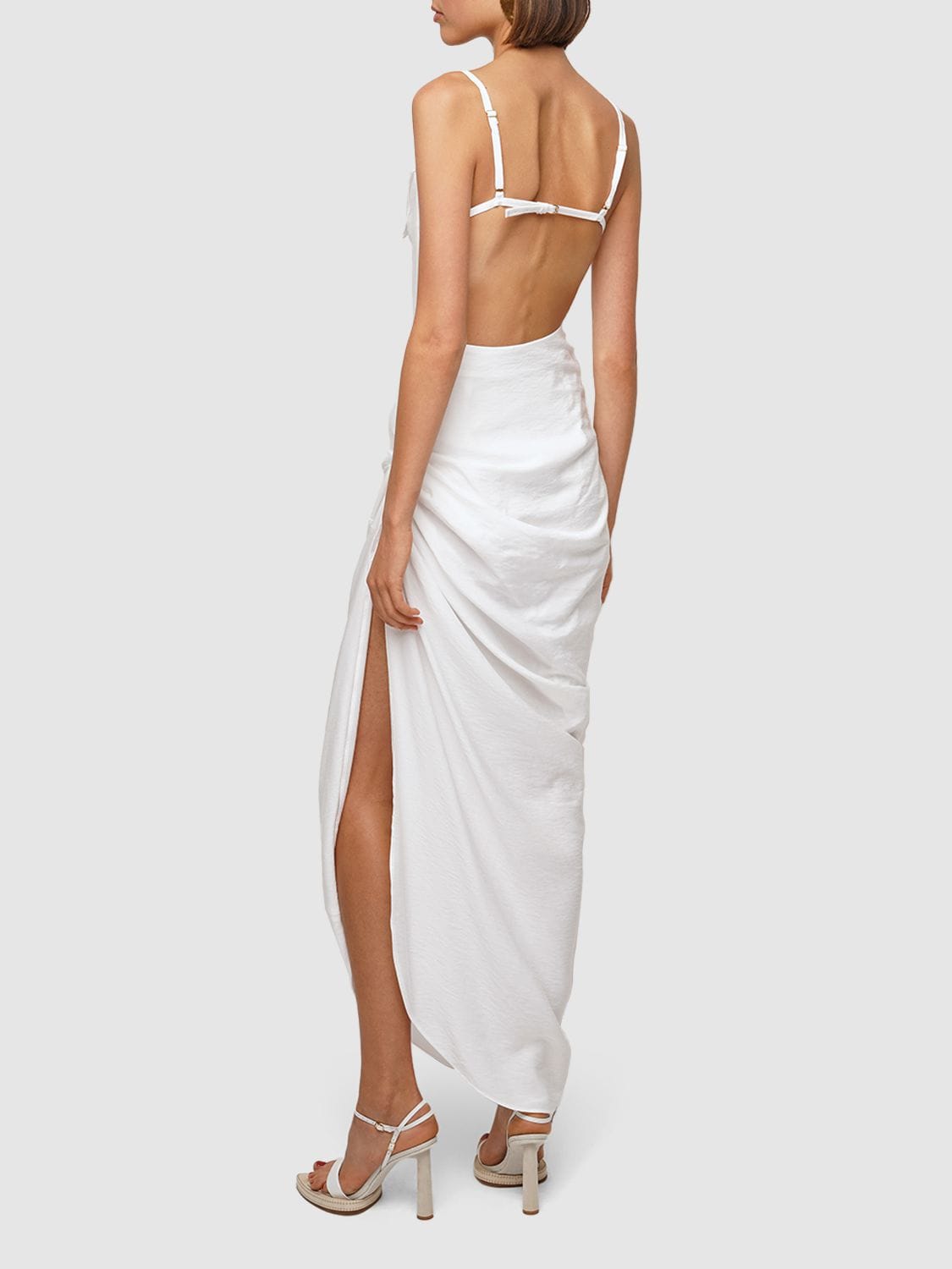 Shop Jacquemus La Robe Saudade Long Viscose Blend Dress In White