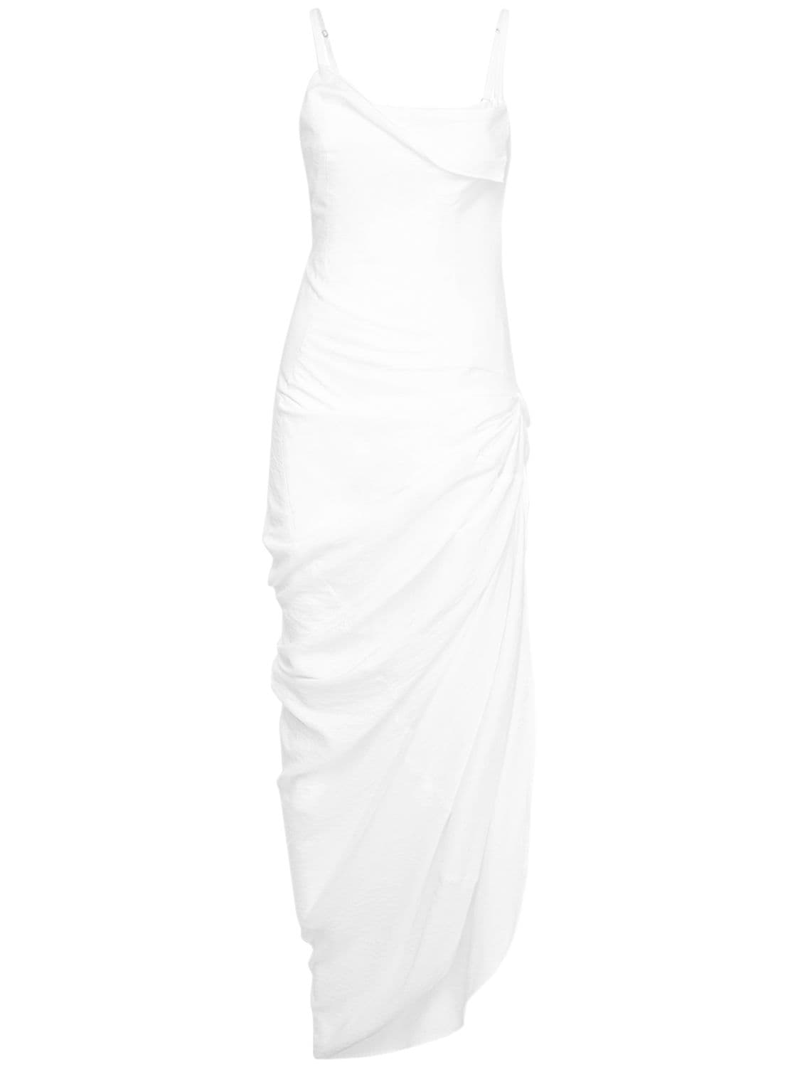 Jacquemus La Robe Saudade Long Viscose Blend Dress In White