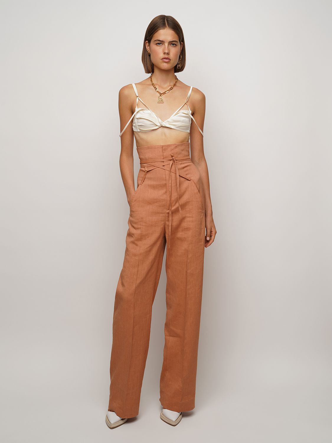 JACQUEMUS LE PANTALON NOVIO CANVAS WIDE LEG PANTS