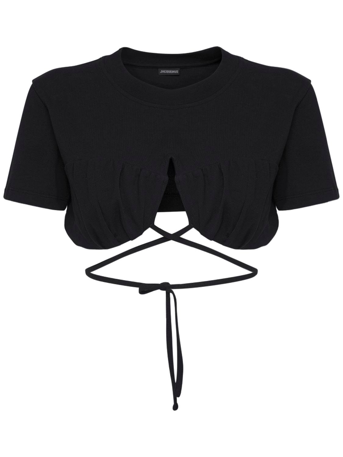 JACQUEMUS Le T-shirt Baci Cotton Self Tie Crop Top