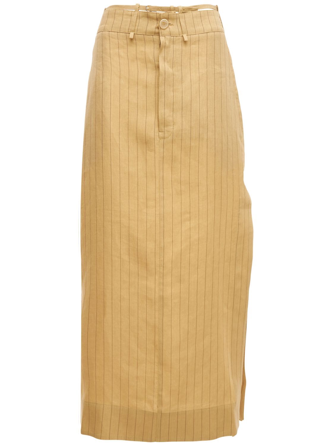 JACQUEMUS “LA JUPE TERRARIO”条纹亚麻半身裙,73I5KX074-U1RSSVBFUY9ZRUXMT1C1
