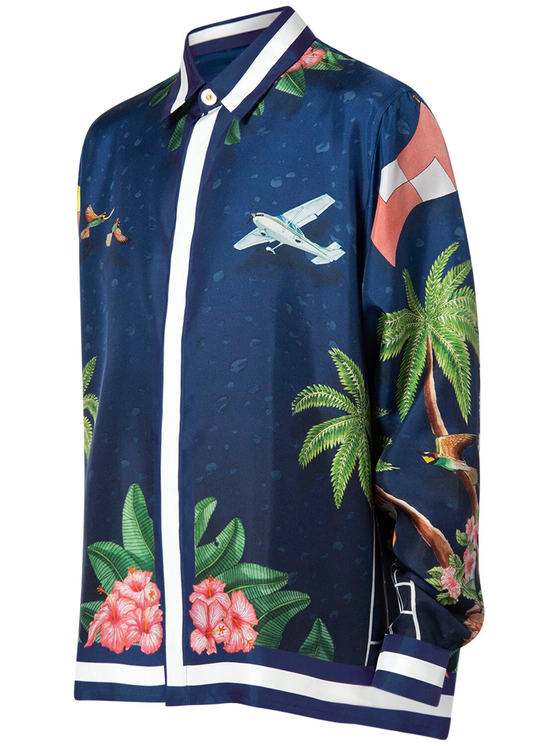 Surf Club Midnight Silk Shirt In Navy