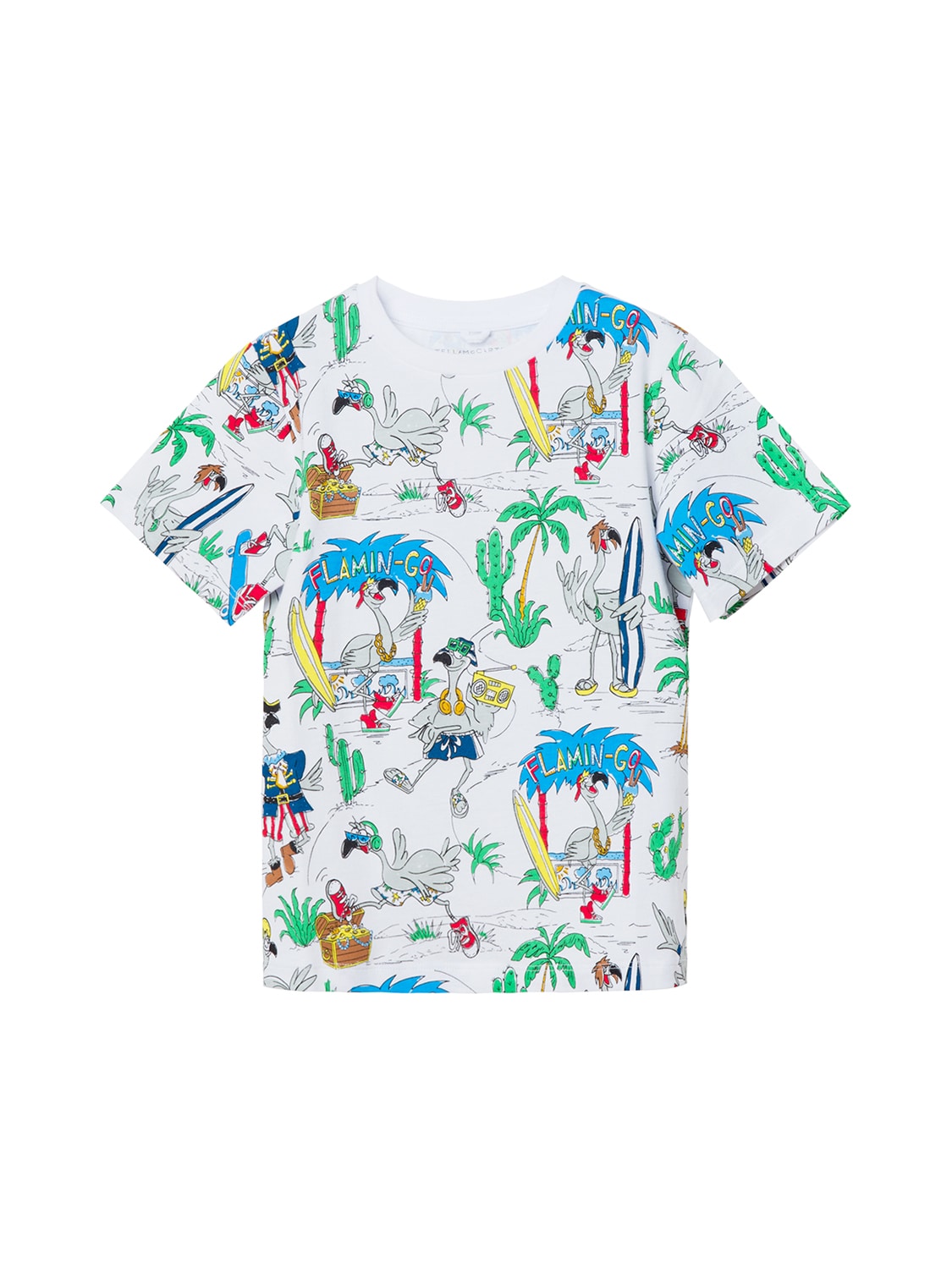 STELLA MCCARTNEY FLAMINGO LAND ORGANIC COTTON T-SHIRT,73I6SJ005-SDKXMW2