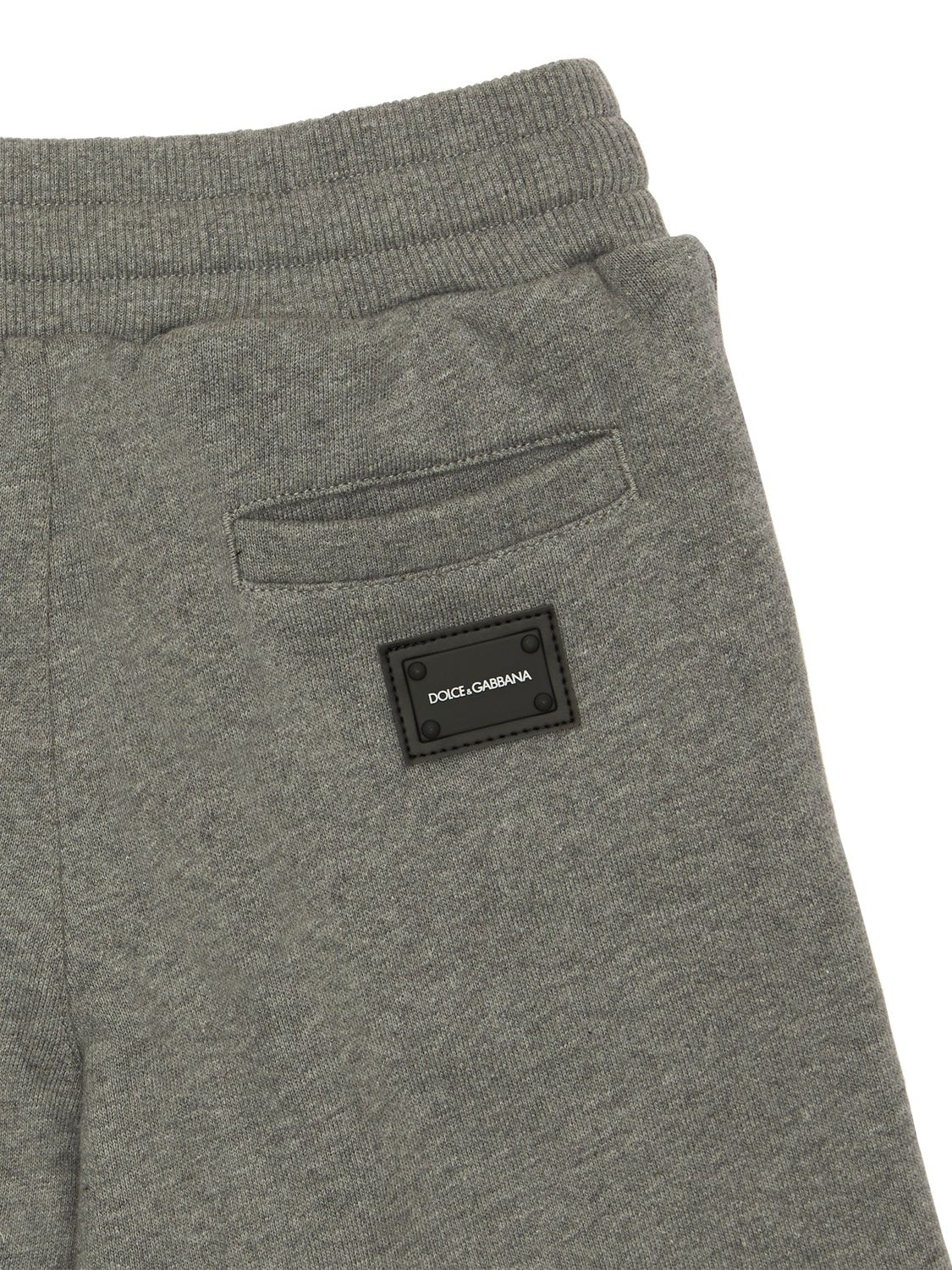 Dolce & Gabbana Logo Tag Cotton Sweat Shorts In Grey