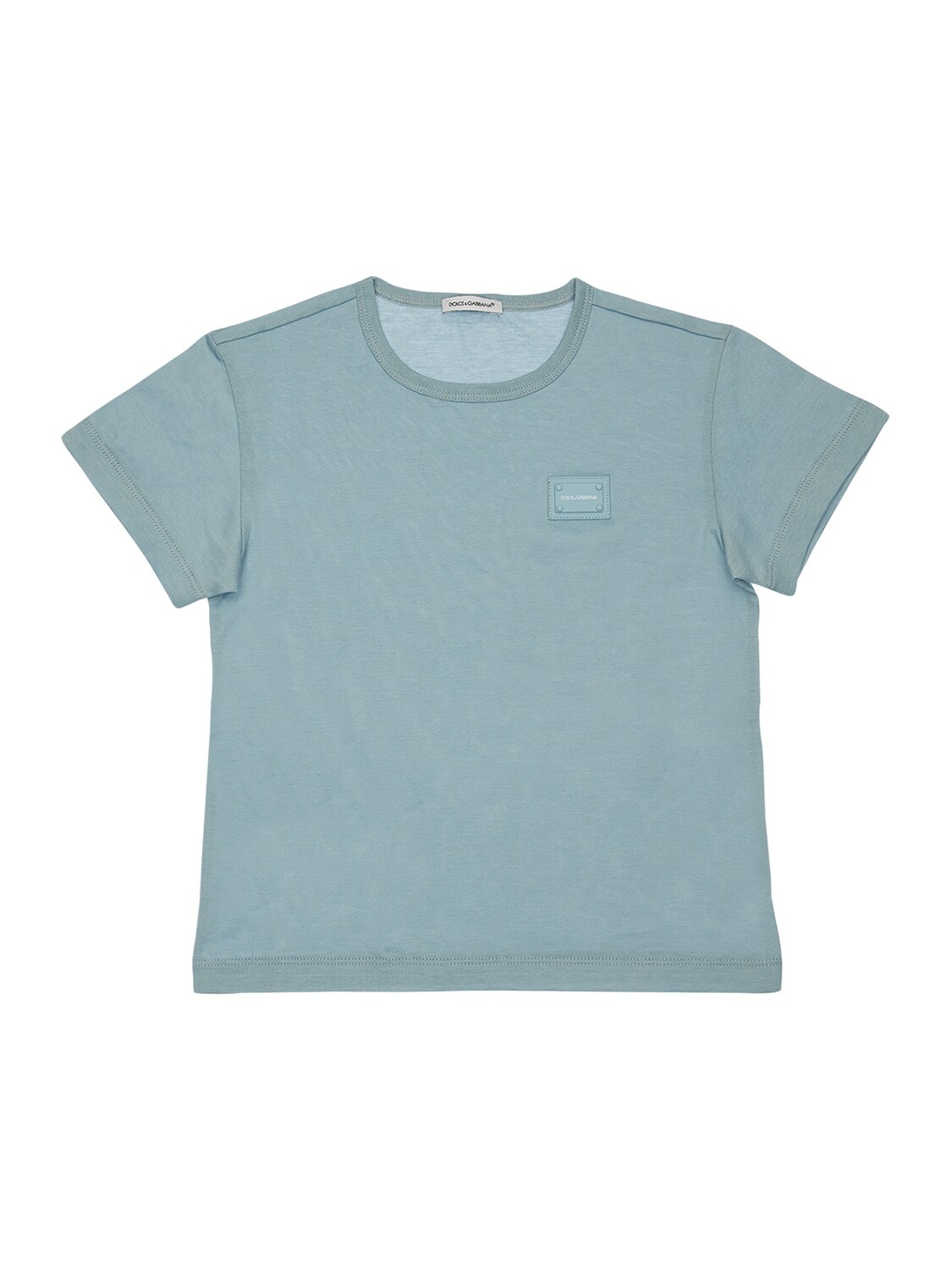 Dolce & Gabbana Kids' Logo纯棉平纹针织t恤 In Light Blue