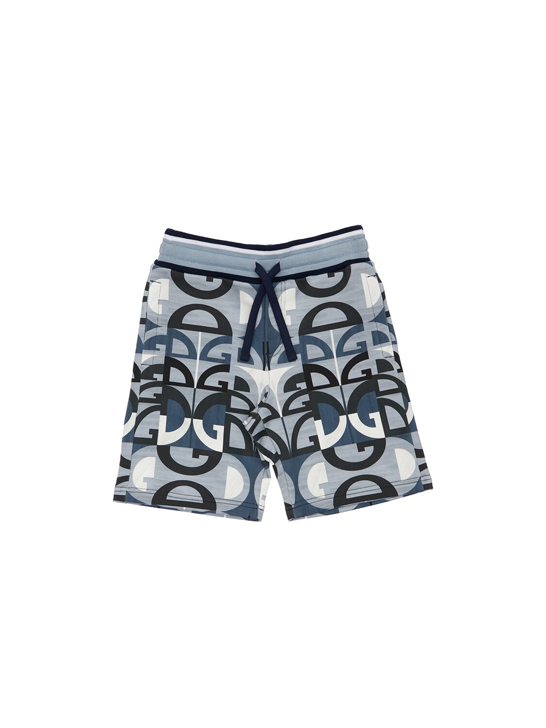 Dolce & Gabbana Kids' All Over Logo Cotton Sweat Shorts In Multicolor